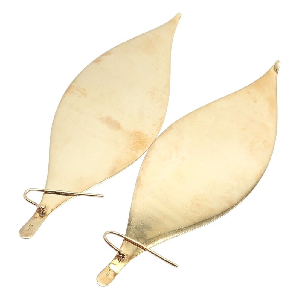 Rare Authentic H. Stern 18k Yellow Gold Large Giant Leaf Dangle Earrings - Picture 8 of 10